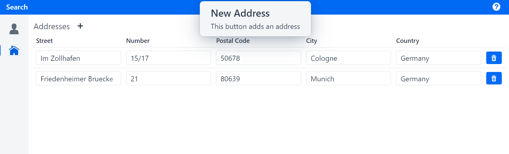 address add notification